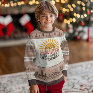 Recovery Sobriety Ugly Christmas Sweater Sober Life Believes Recovery is Possible Hippie Vintage Graphic