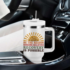 Recovery Sobriety Tumbler With Handle Sober Life Believes Recovery is Possible Hippie Vintage Graphic