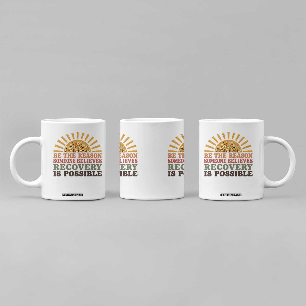 Recovery Sobriety Coffee Mug Sober Life Believes Recovery is Possible Hippie Vintage Graphic