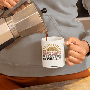Recovery Sobriety Coffee Mug Sober Life Believes Recovery is Possible Hippie Vintage Graphic
