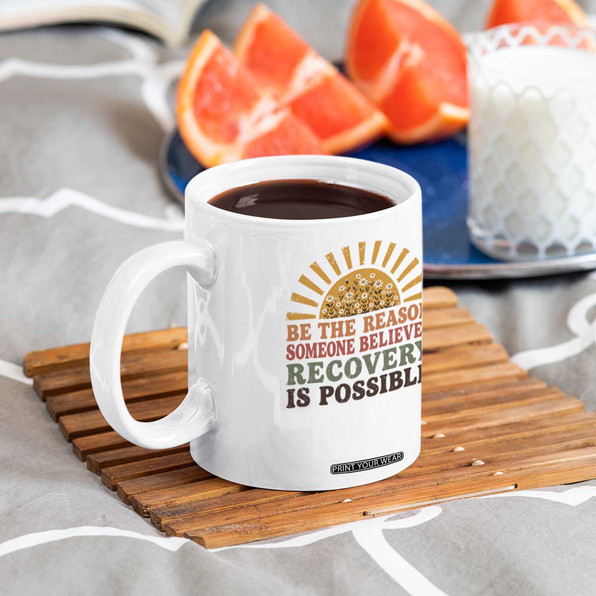 Recovery Sobriety Coffee Mug Sober Life Believes Recovery is Possible Hippie Vintage Graphic