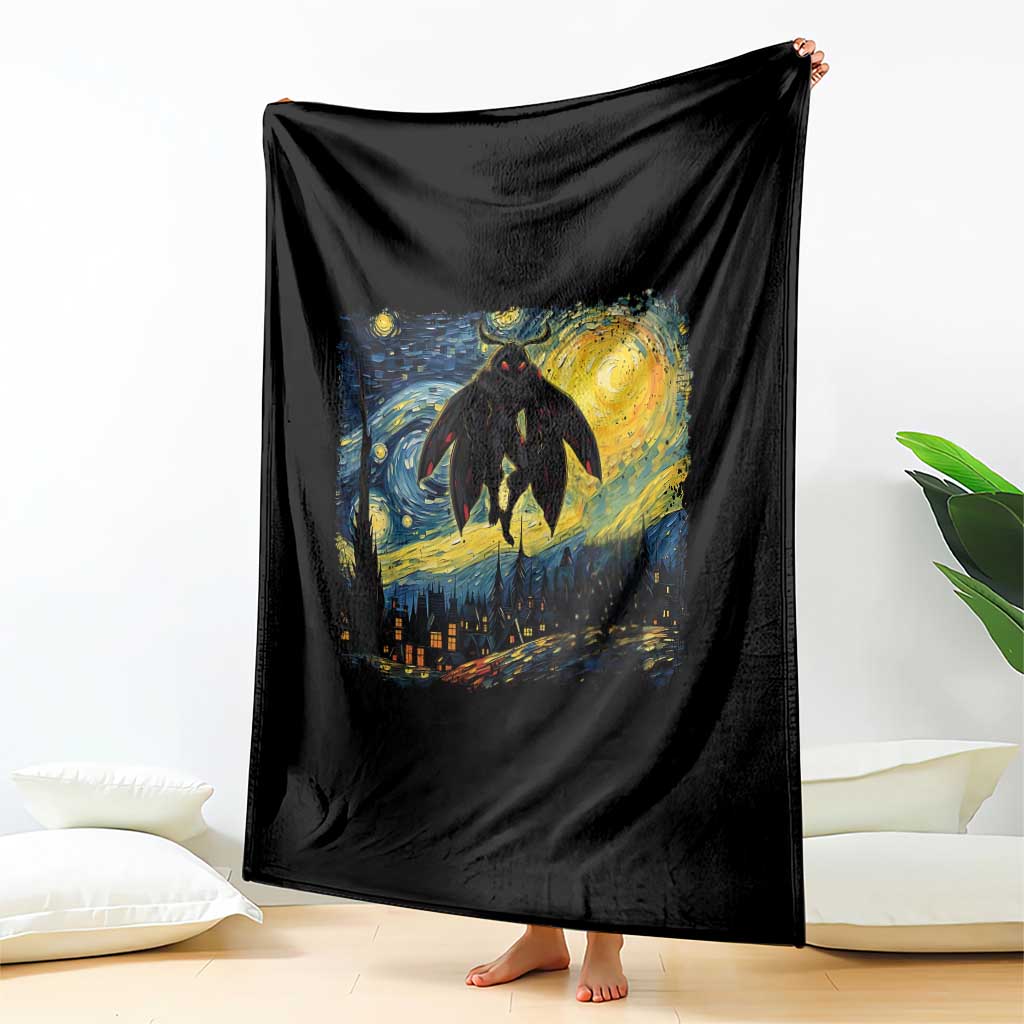 Mothman Throw Blanket Starry Night Van Gogh Cryptid Lover TS10 Print Your Wear