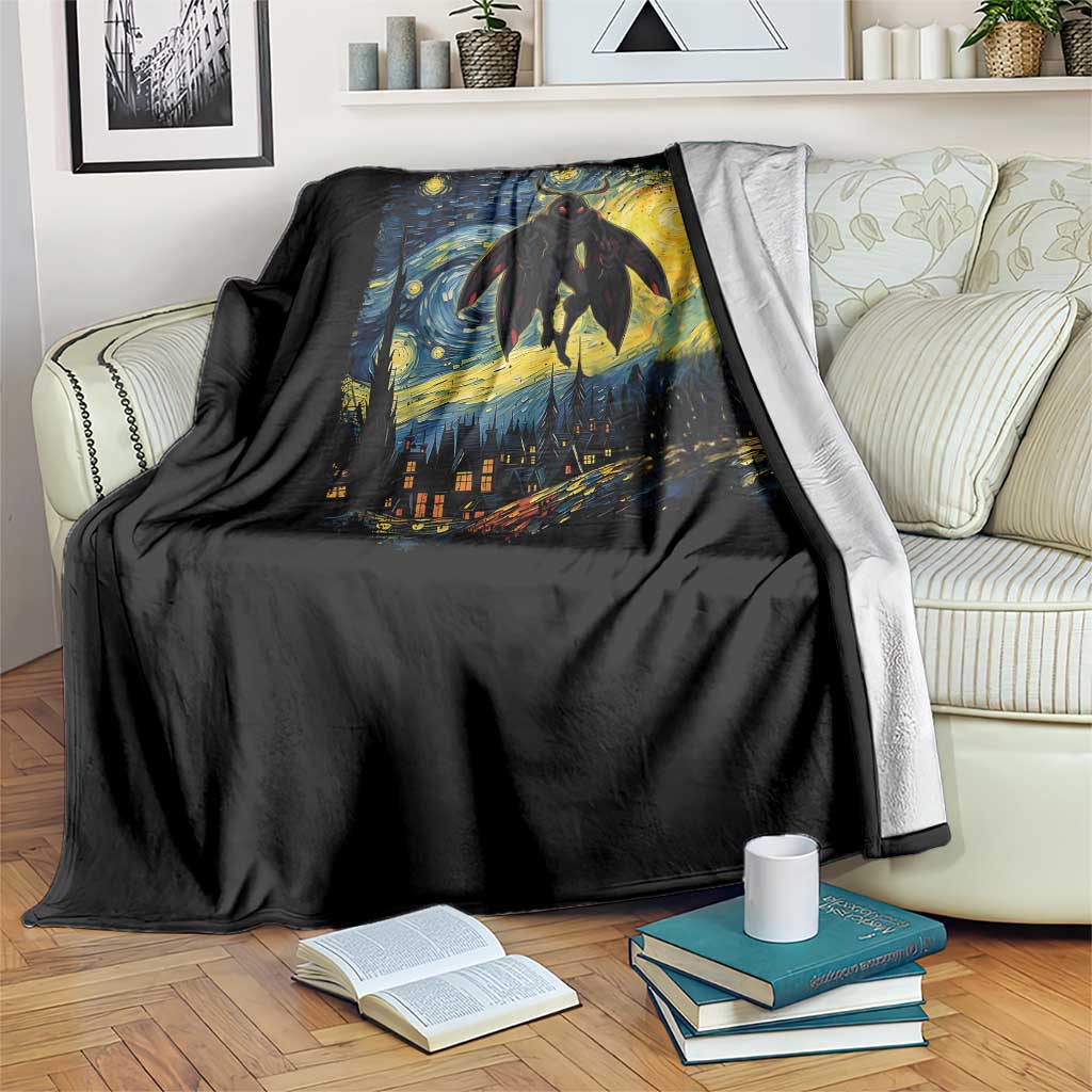 Mothman Throw Blanket Starry Night Van Gogh Cryptid Lover TS10 Print Your Wear