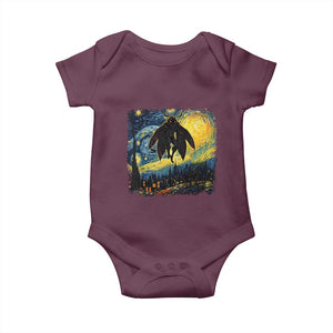 Mothman Baby Onesie Starry Night Van Gogh Cryptid Lover TS10 Maroon Print Your Wear
