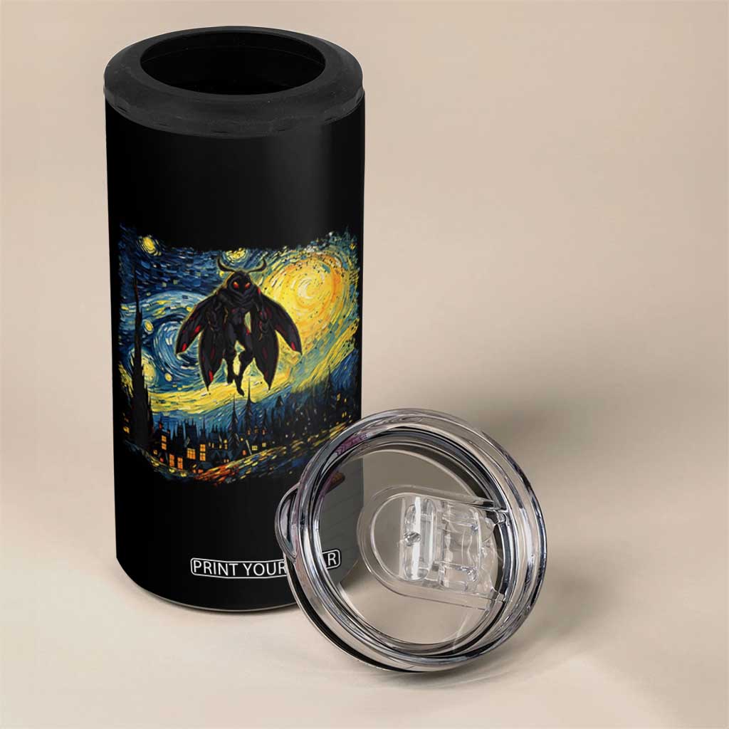 Mothman 4 in 1 Can Cooler Tumbler Starry Night Van Gogh Cryptid Lover TS10 Print Your Wear