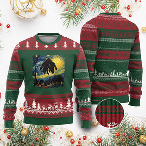 Mothman Ugly Christmas Sweater Starry Night Van Gogh Cryptid Lover TS10 Red Green Print Your Wear