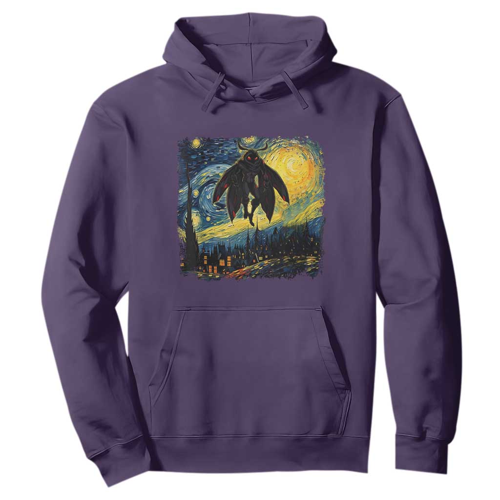 Mothman Hoodie Starry Night Van Gogh Cryptid Lover TS10 Purple Print Your Wear