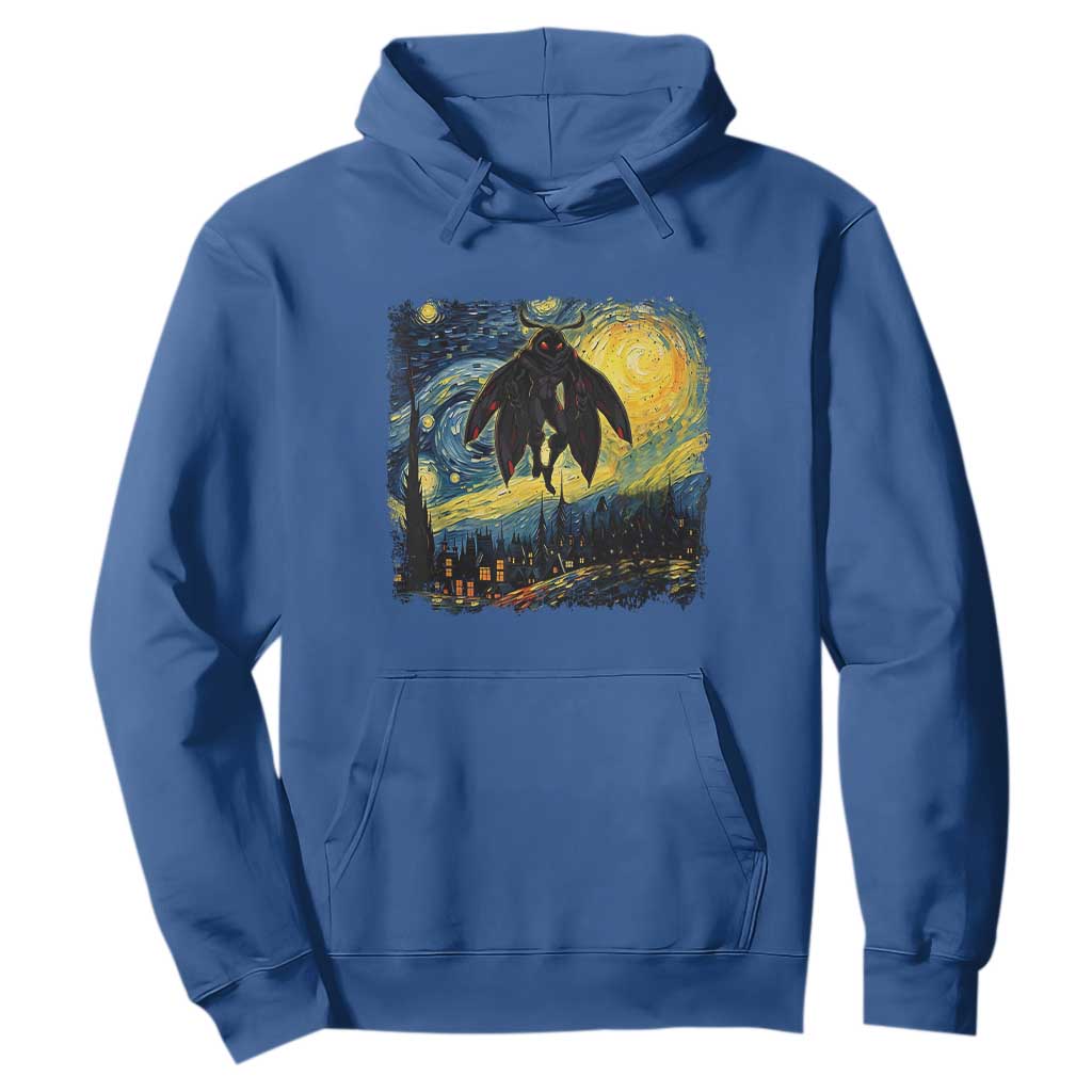 Mothman Hoodie Starry Night Van Gogh Cryptid Lover TS10 Royal Blue Print Your Wear