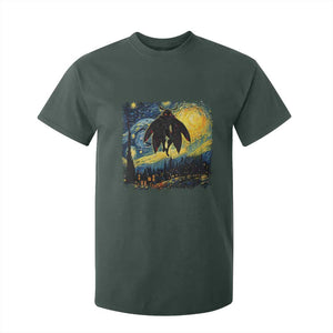 Mothman T Shirt For Kid Starry Night Van Gogh Cryptid Lover TS10 Dark Forest Green Print Your Wear