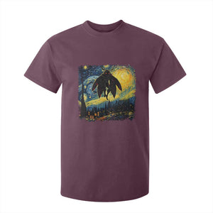 Mothman T Shirt For Kid Starry Night Van Gogh Cryptid Lover TS10 Maroon Print Your Wear