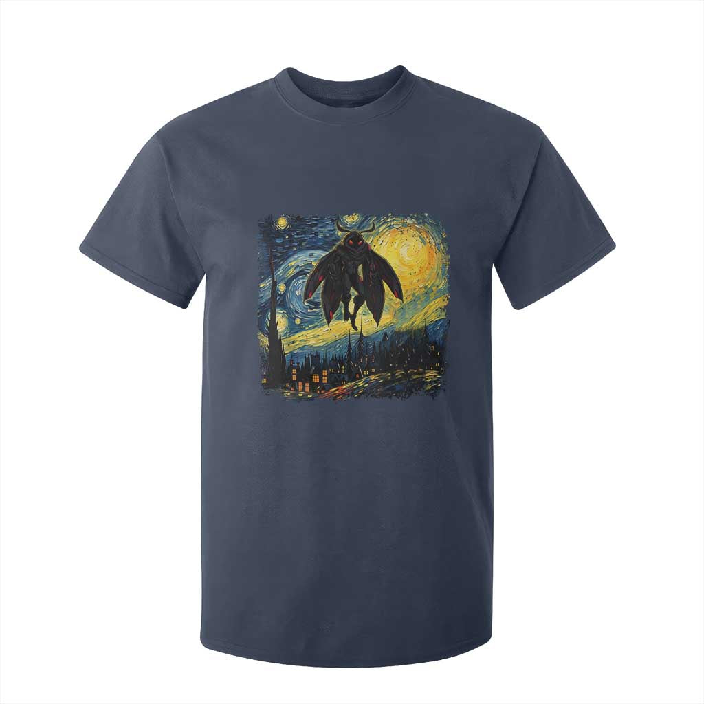 Mothman T Shirt For Kid Starry Night Van Gogh Cryptid Lover TS10 Navy Print Your Wear