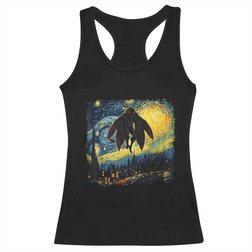 Mothman Racerback Tank Top Starry Night Van Gogh Cryptid Lover TS10 Black Print Your Wear