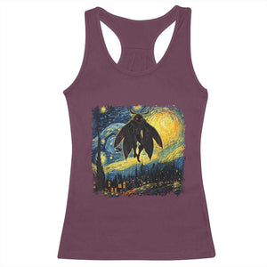 Mothman Racerback Tank Top Starry Night Van Gogh Cryptid Lover TS10 Maroon Print Your Wear