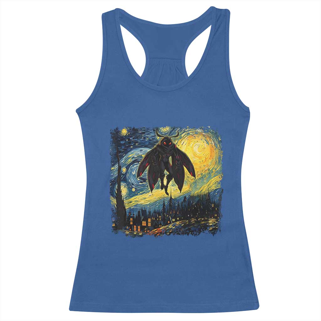 Mothman Racerback Tank Top Starry Night Van Gogh Cryptid Lover TS10 Royal Blue Print Your Wear