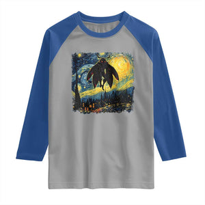 Mothman Raglan Shirt Starry Night Van Gogh Cryptid Lover TS10 Sport Gray Royal Print Your Wear