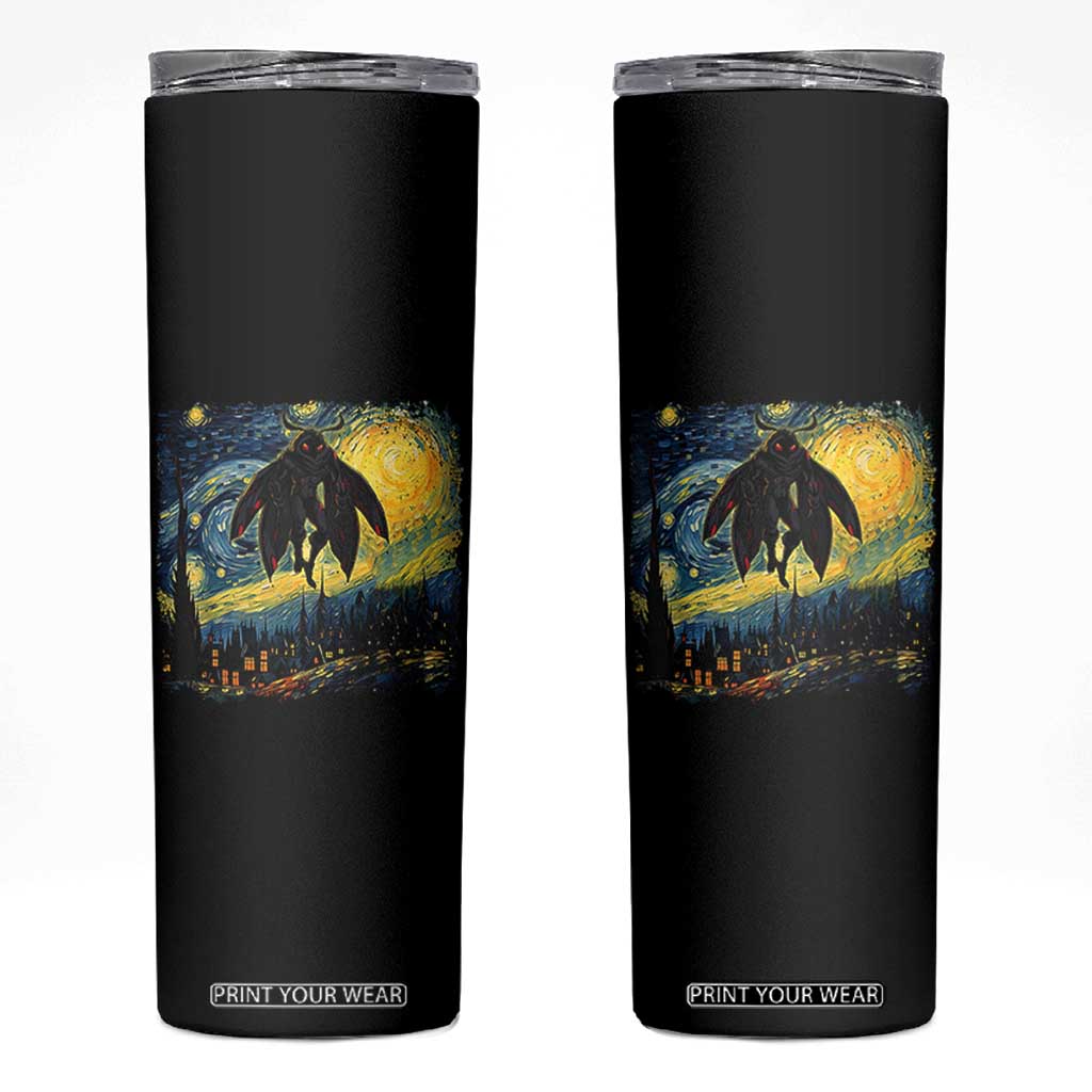 Mothman Skinny Tumbler Starry Night Van Gogh Cryptid Lover TS10 Black Print Your Wear