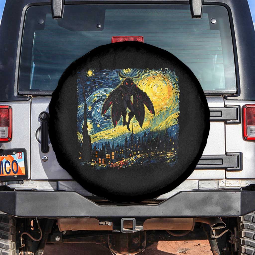 Mothman Spare Tire Cover Starry Night Van Gogh Cryptid Lover TS10 No hole Black Print Your Wear