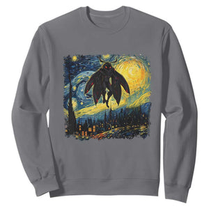 Mothman Sweatshirt Starry Night Van Gogh Cryptid Lover TS10 Charcoal Print Your Wear
