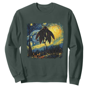 Mothman Sweatshirt Starry Night Van Gogh Cryptid Lover TS10 Dark Forest Green Print Your Wear