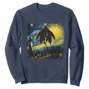 Mothman Sweatshirt Starry Night Van Gogh Cryptid Lover TS10 Navy Print Your Wear