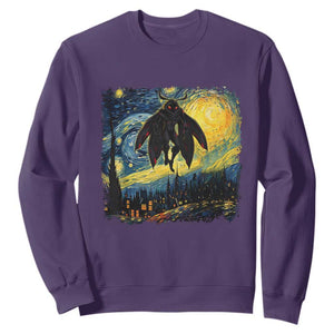 Mothman Sweatshirt Starry Night Van Gogh Cryptid Lover TS10 Purple Print Your Wear