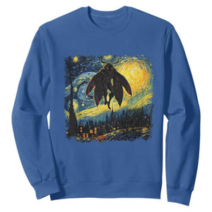Mothman Sweatshirt Starry Night Van Gogh Cryptid Lover TS10 Royal Blue Print Your Wear