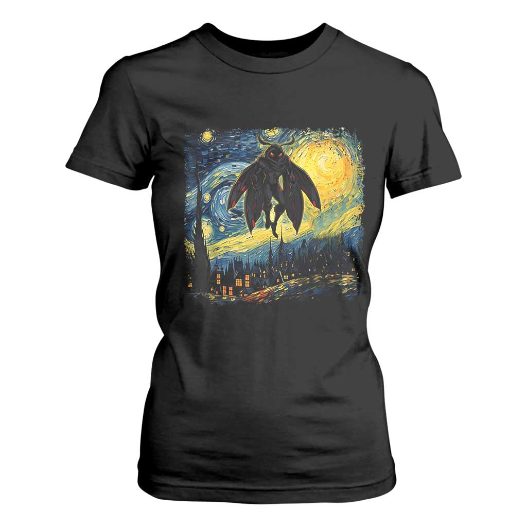 Mothman T Shirt For Women Starry Night Van Gogh Cryptid Lover TS10 Black Print Your Wear