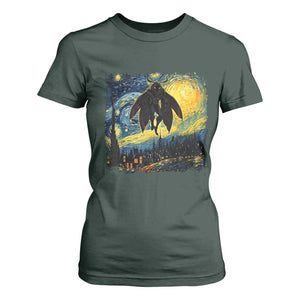 Mothman T Shirt For Women Starry Night Van Gogh Cryptid Lover TS10 Dark Forest Green Print Your Wear