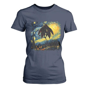 Mothman T Shirt For Women Starry Night Van Gogh Cryptid Lover TS10 Navy Print Your Wear