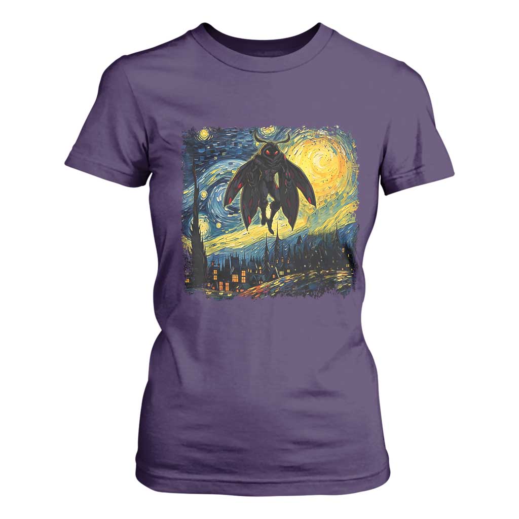 Mothman T Shirt For Women Starry Night Van Gogh Cryptid Lover TS10 Purple Print Your Wear