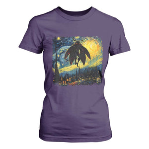 Mothman T Shirt For Women Starry Night Van Gogh Cryptid Lover TS10 Purple Print Your Wear