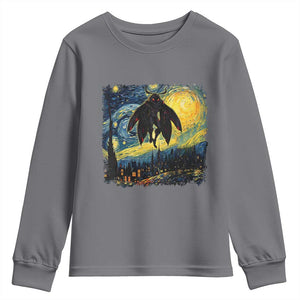 Mothman Youth Sweatshirt Starry Night Van Gogh Cryptid Lover TS10 Charcoal Print Your Wear