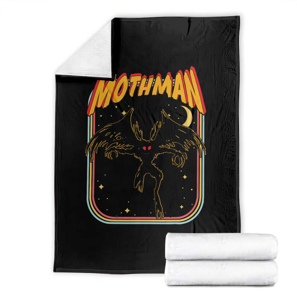 Retro Mothman Throw Blanket Vintage Comicbook Style Cryptid Lore Cryptozoology TS10 Black Print Your Wear