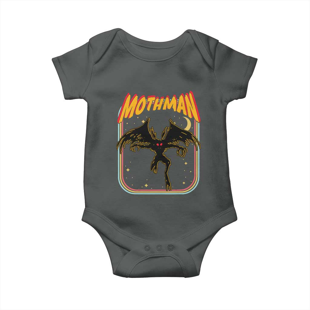 Retro Mothman Baby Onesie Vintage Comicbook Style Cryptid Lore Cryptozoology TS10 Dark Heather Print Your Wear