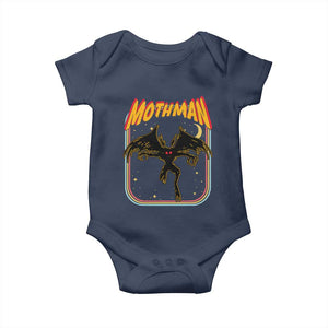 Retro Mothman Baby Onesie Vintage Comicbook Style Cryptid Lore Cryptozoology TS10 Navy Print Your Wear