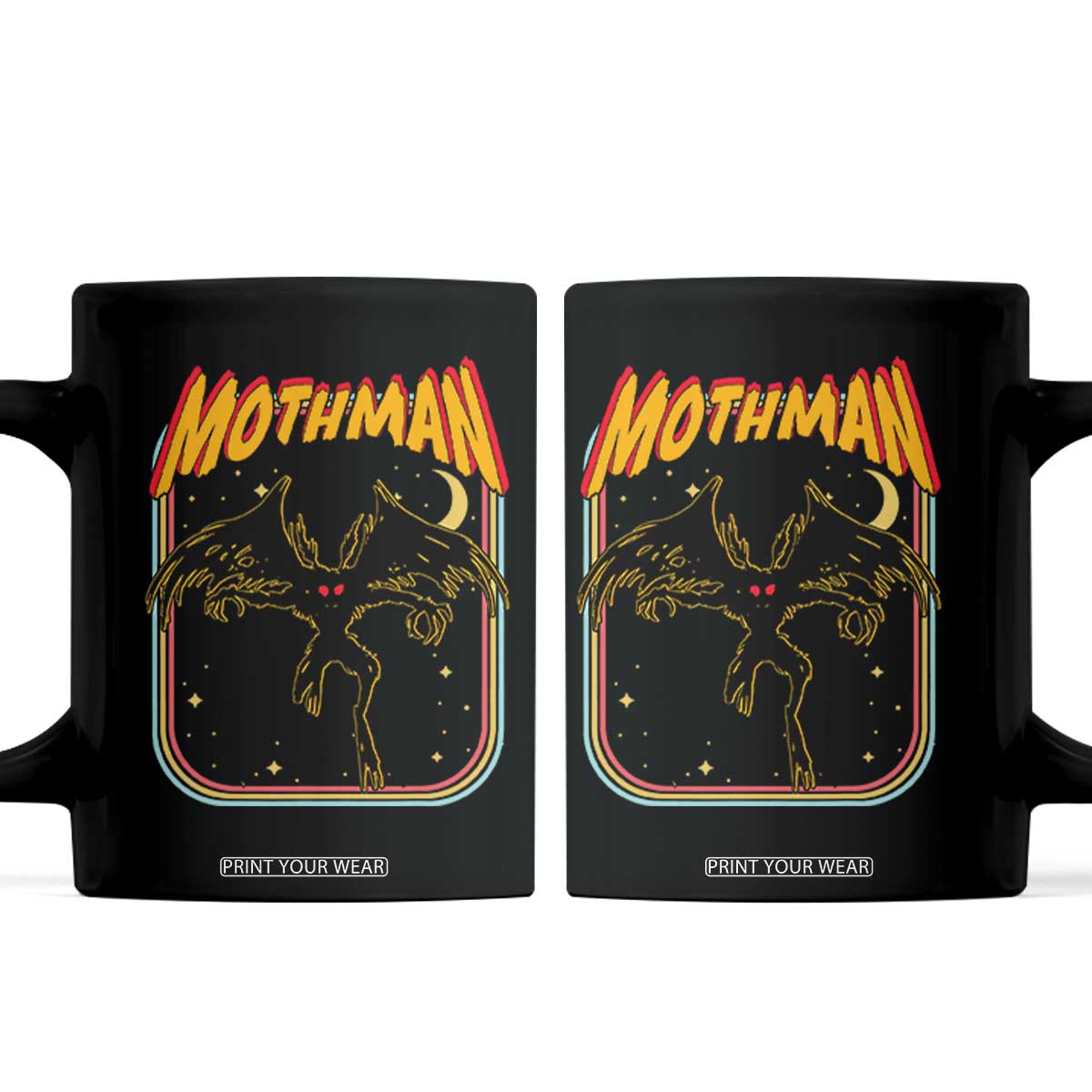 Retro Mothman Coffee Mug Vintage Comicbook Style Cryptid Lore Cryptozoology TS10 Black Print Your Wear