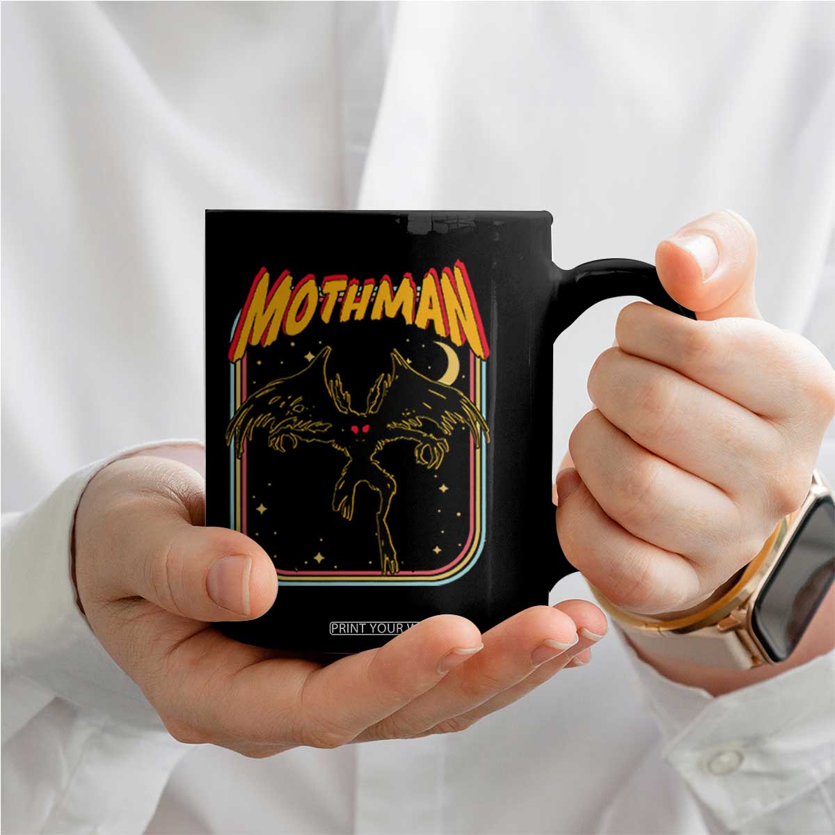 Retro Mothman Coffee Mug Vintage Comicbook Style Cryptid Lore Cryptozoology TS10 Print Your Wear