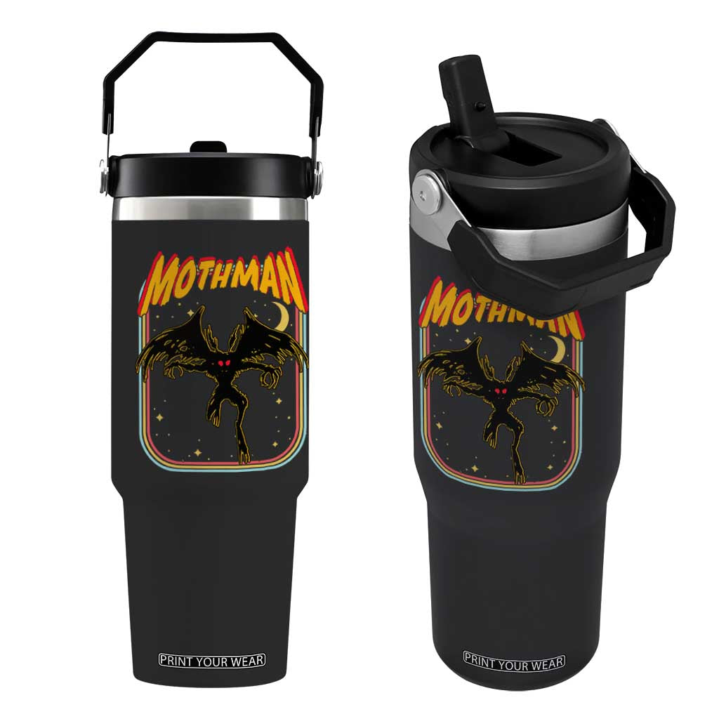 Retro Mothman Flip Straw Tumbler Vintage Comicbook Style Cryptid Lore Cryptozoology TS10 One Size: 30 oz Black Print Your Wear
