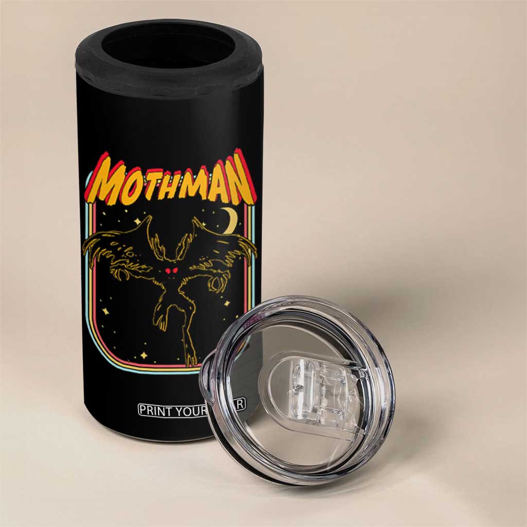 Retro Mothman 4 in 1 Can Cooler Tumbler Vintage Comicbook Style Cryptid Lore Cryptozoology TS10 Print Your Wear