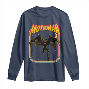 Retro Mothman Long Sleeve Shirt Vintage Comicbook Style Cryptid Lore Cryptozoology TS10 Navy Print Your Wear