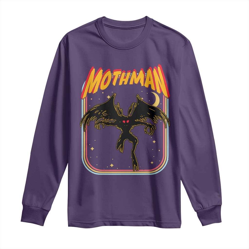 Retro Mothman Long Sleeve Shirt Vintage Comicbook Style Cryptid Lore Cryptozoology TS10 Purple Print Your Wear