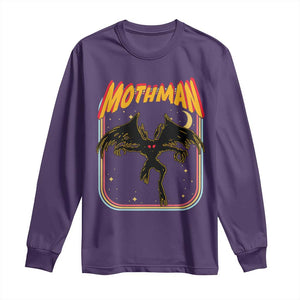 Retro Mothman Long Sleeve Shirt Vintage Comicbook Style Cryptid Lore Cryptozoology TS10 Purple Print Your Wear
