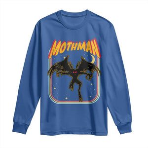 Retro Mothman Long Sleeve Shirt Vintage Comicbook Style Cryptid Lore Cryptozoology TS10 Royal Blue Print Your Wear