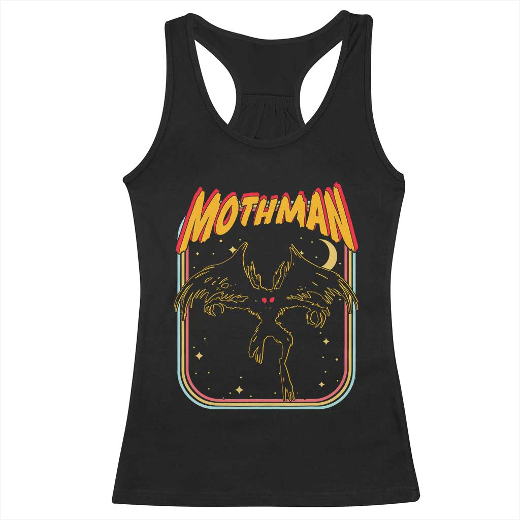 Retro Mothman Racerback Tank Top Vintage Comicbook Style Cryptid Lore Cryptozoology TS10 Black Print Your Wear