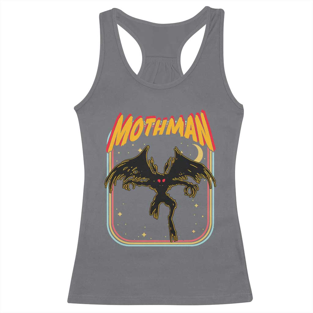 Retro Mothman Racerback Tank Top Vintage Comicbook Style Cryptid Lore Cryptozoology TS10 Charcoal Print Your Wear