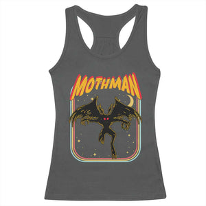 Retro Mothman Racerback Tank Top Vintage Comicbook Style Cryptid Lore Cryptozoology TS10 Dark Heather Print Your Wear