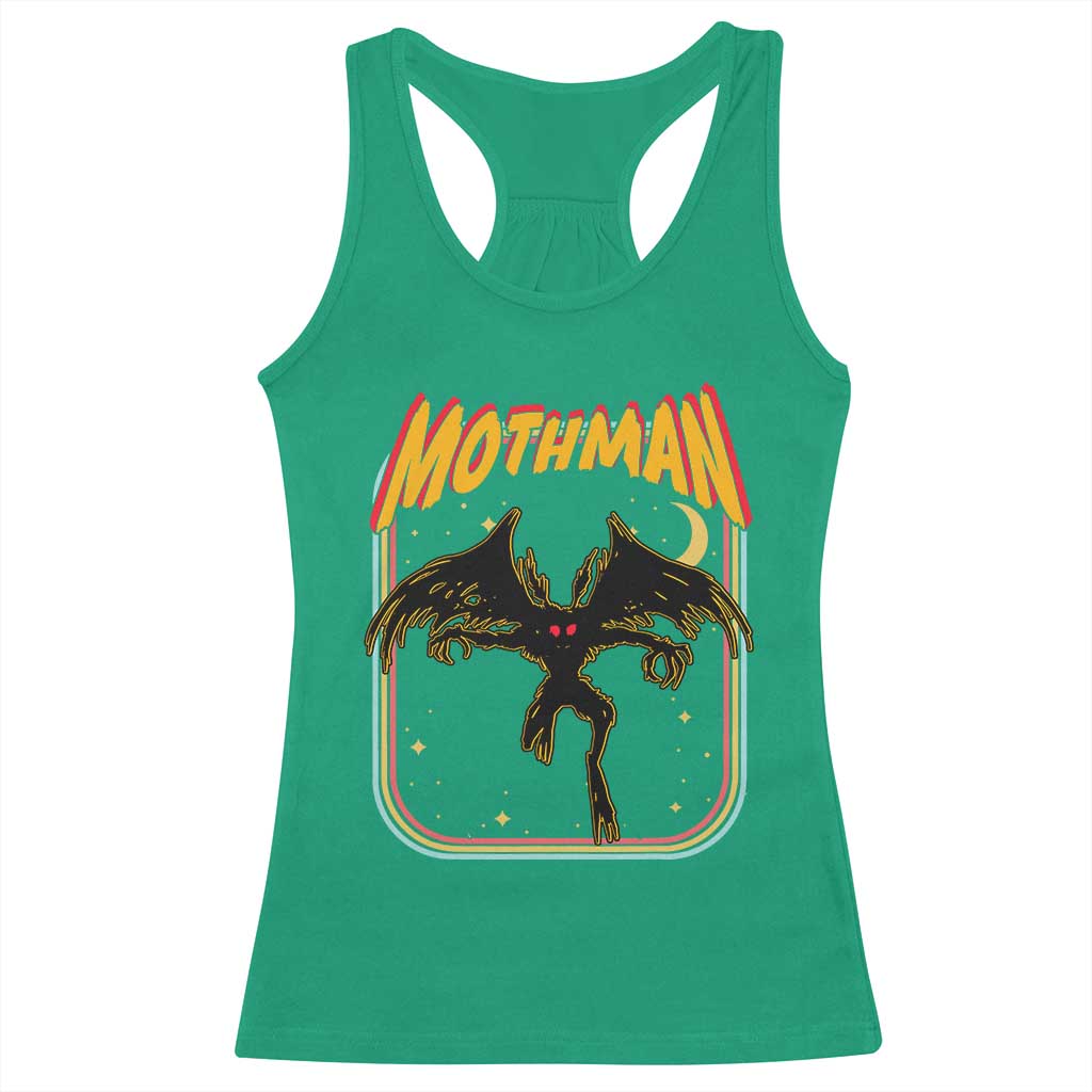 Retro Mothman Racerback Tank Top Vintage Comicbook Style Cryptid Lore Cryptozoology TS10 Irish Green Print Your Wear