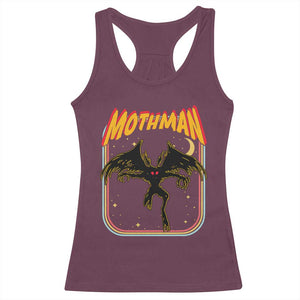 Retro Mothman Racerback Tank Top Vintage Comicbook Style Cryptid Lore Cryptozoology TS10 Maroon Print Your Wear