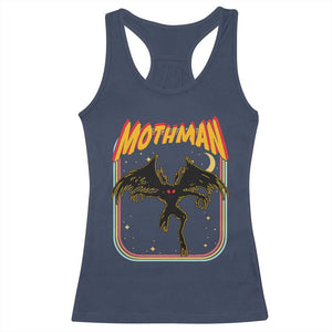 Retro Mothman Racerback Tank Top Vintage Comicbook Style Cryptid Lore Cryptozoology TS10 Navy Print Your Wear