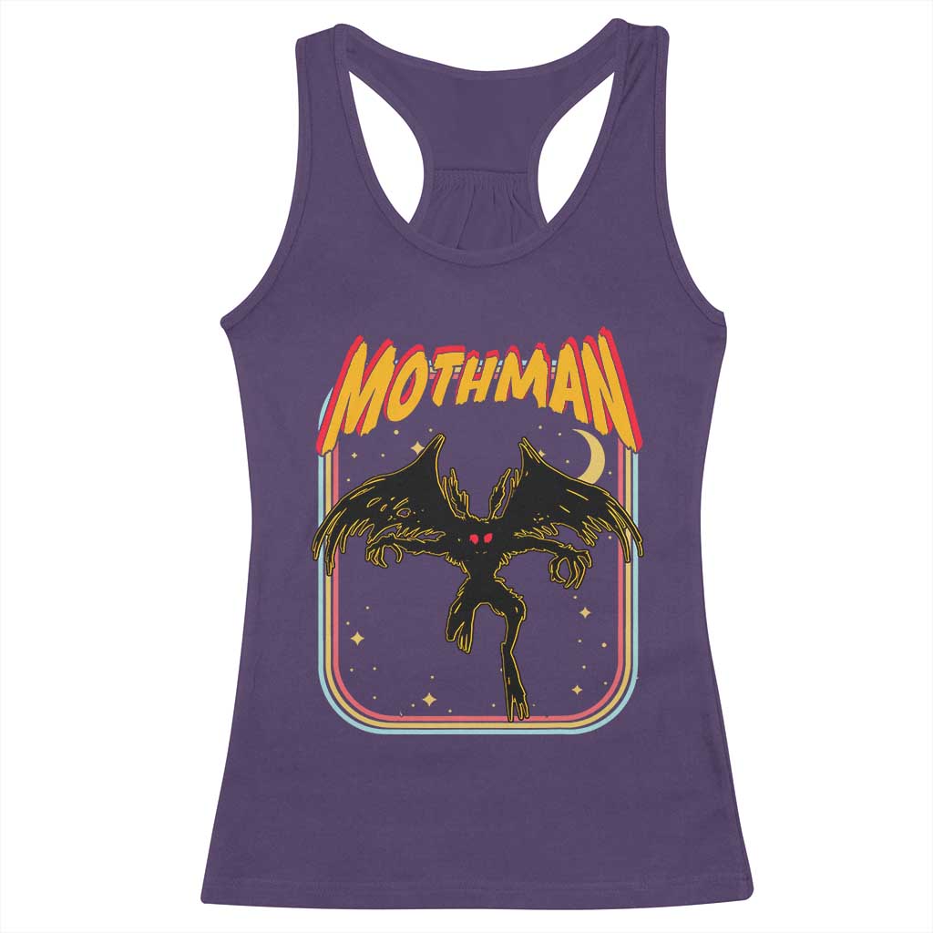 Retro Mothman Racerback Tank Top Vintage Comicbook Style Cryptid Lore Cryptozoology TS10 Purple Print Your Wear